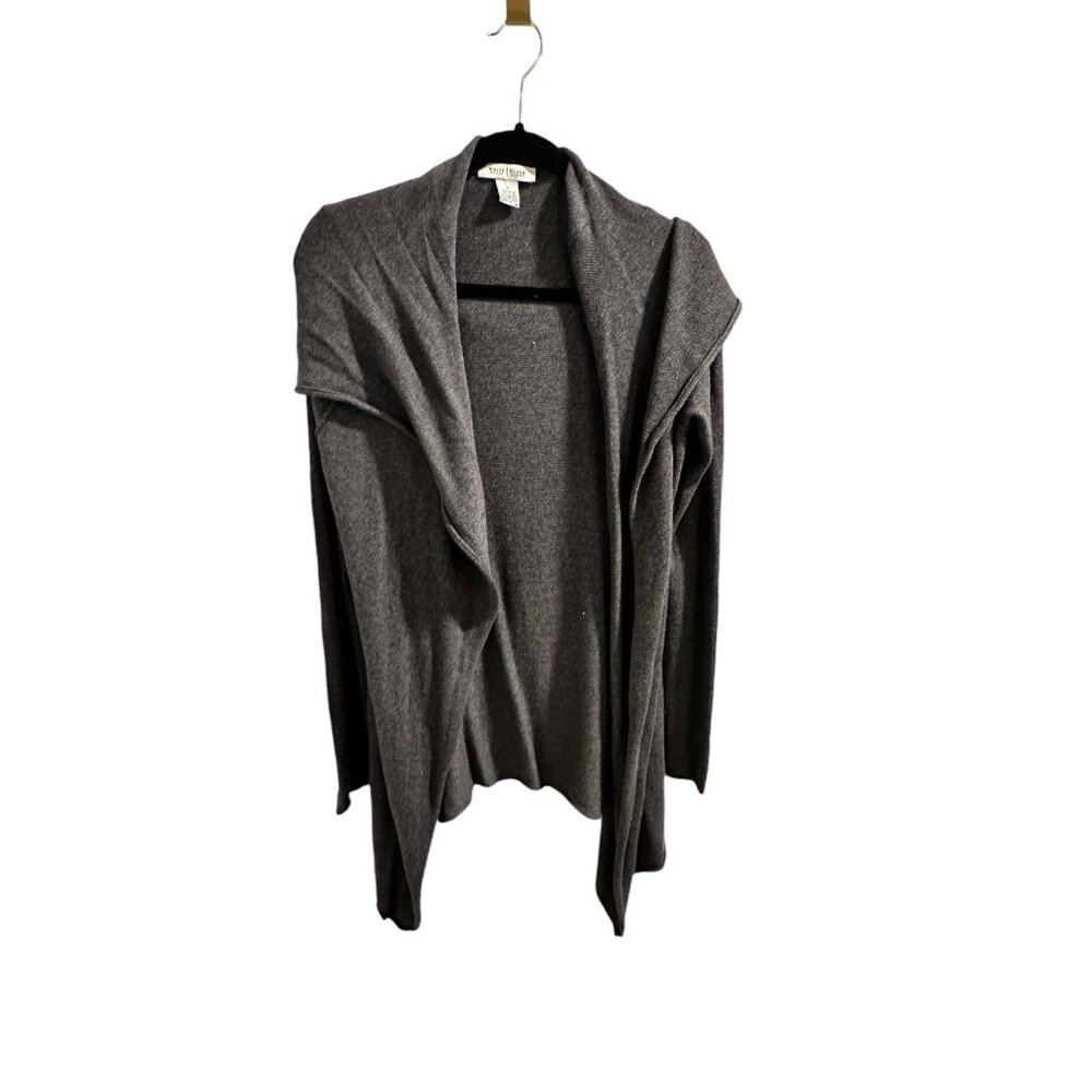 🍒 2/$20 White House Black Market Knee Length Open Front Cascading Cardigan sz M